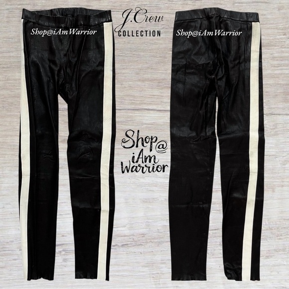 J.Crew Collection genuine leather racing stripe pull on legging *shop@iamwarrior - Picture 5 of 12